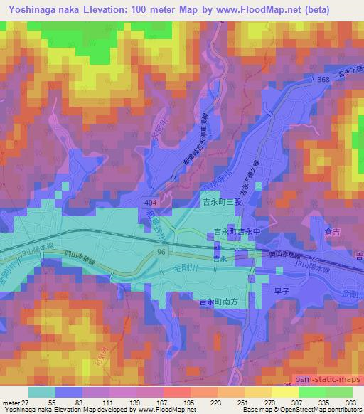 Yoshinaga-naka,Japan Elevation Map