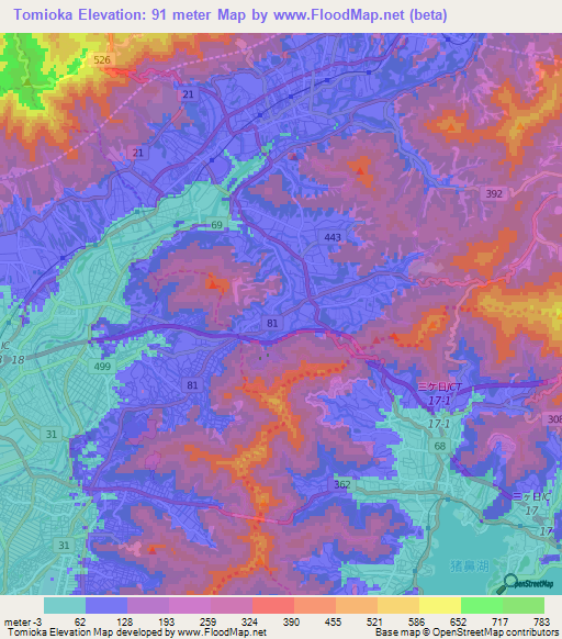 Tomioka,Japan Elevation Map