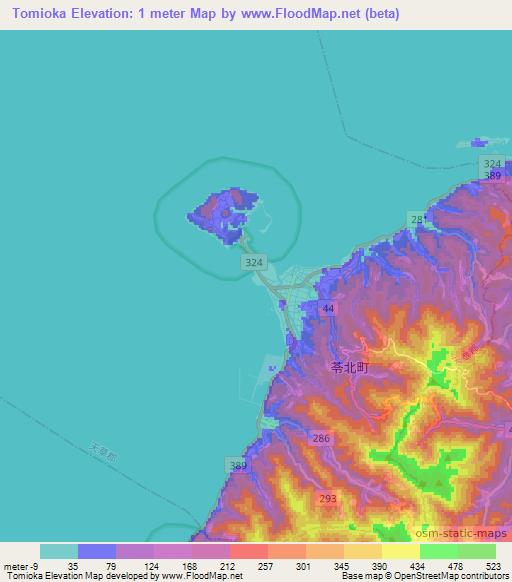 Tomioka,Japan Elevation Map