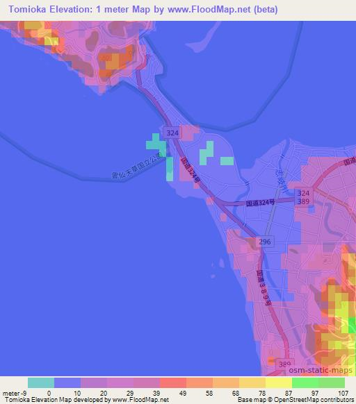 Tomioka,Japan Elevation Map