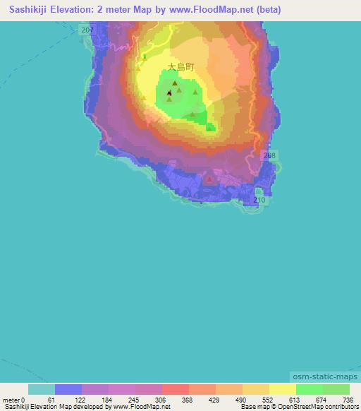 Sashikiji,Japan Elevation Map