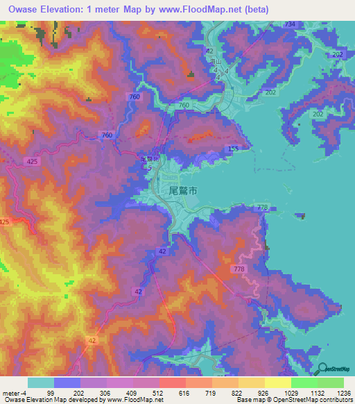 Owase,Japan Elevation Map