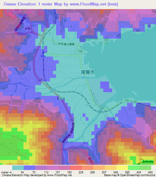 Owase,Japan Elevation Map