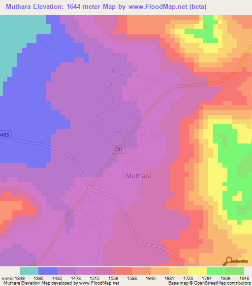 Muthara,Kenya Elevation Map