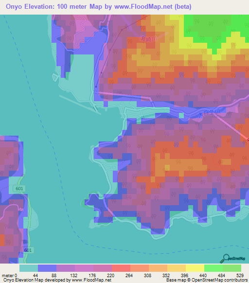 Elevation of Onyo,Japan Elevation Map, Topography, Contour