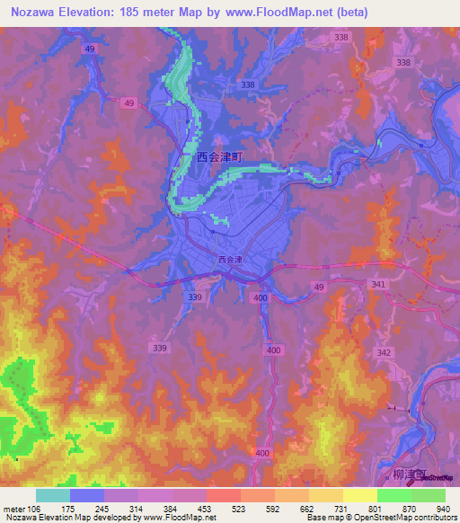 Nozawa,Japan Elevation Map