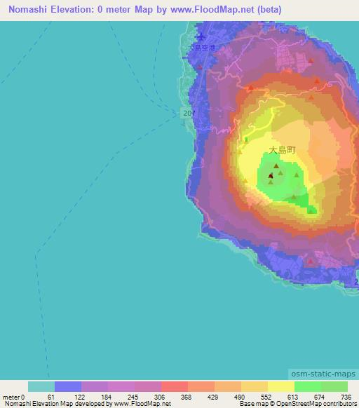 Nomashi,Japan Elevation Map