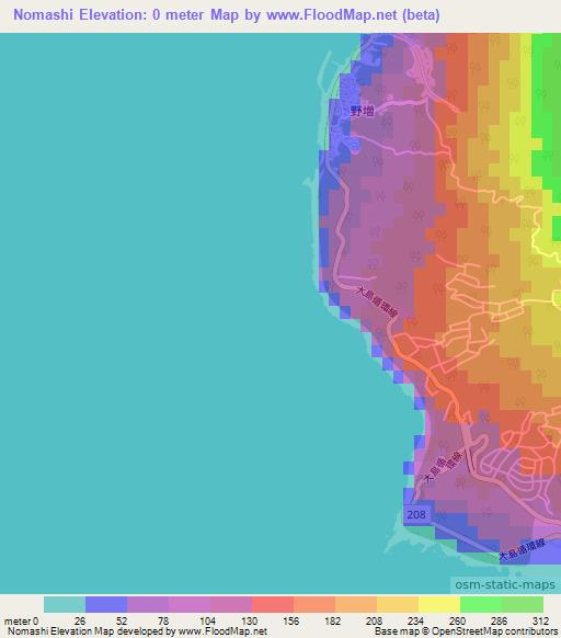 Nomashi,Japan Elevation Map