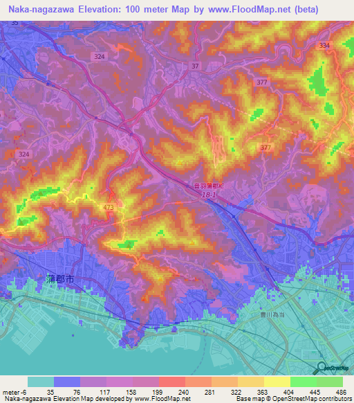 Naka-nagazawa,Japan Elevation Map