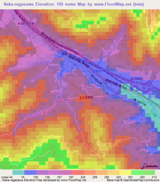 Naka-nagazawa,Japan Elevation Map