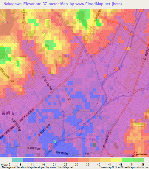 Nakagawa,Japan Elevation Map