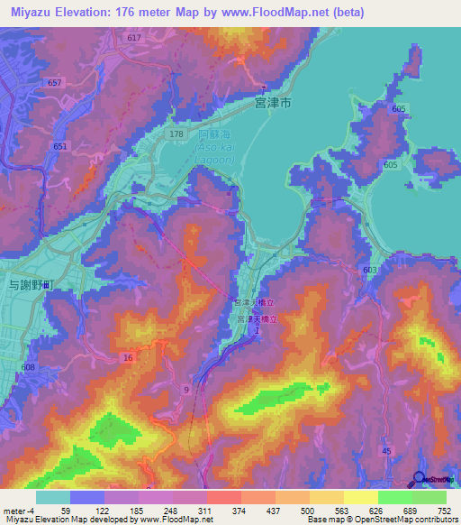 Miyazu,Japan Elevation Map