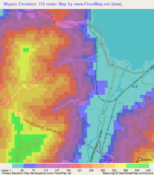 Miyazu,Japan Elevation Map