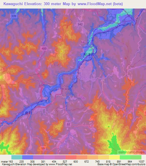 Kawaguchi,Japan Elevation Map