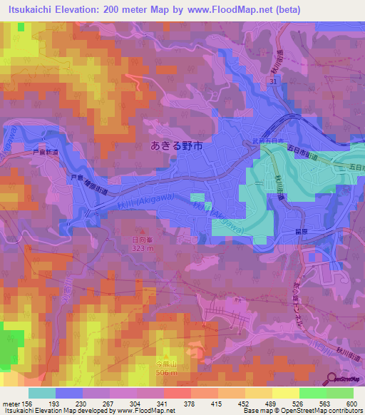 Itsukaichi,Japan Elevation Map