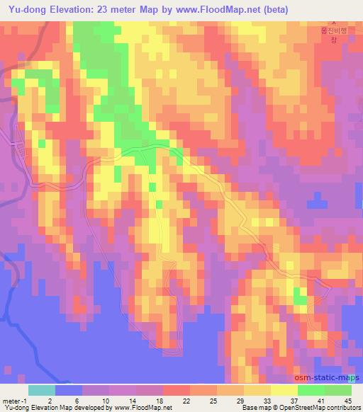 Yu-dong,North Korea Elevation Map