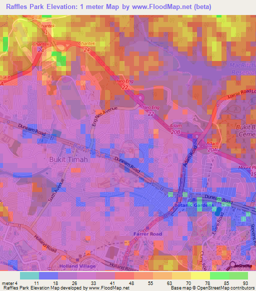 Elevation of Raffles Park,Singapore Elevation Map, Topography, Contour