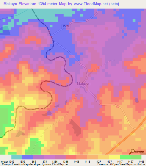 Makuyu,Kenya Elevation Map