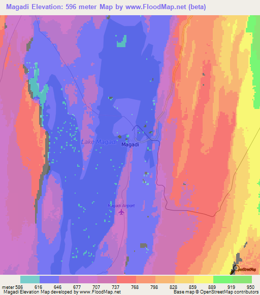 Magadi,Kenya Elevation Map