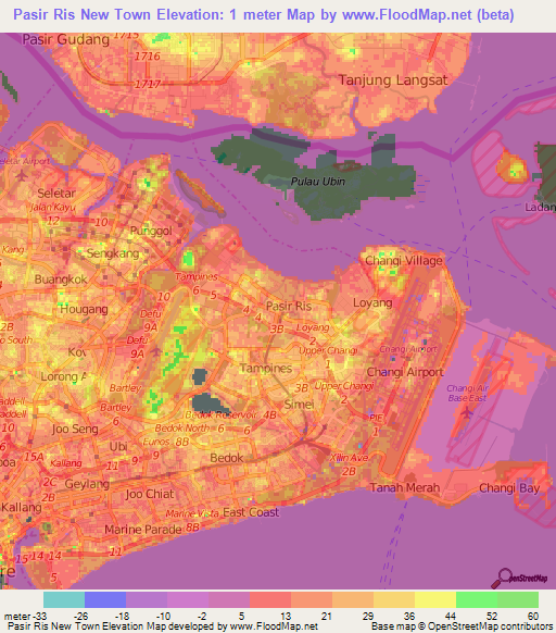 Elevation Of Pasir Ris New Town,singapore Elevation Map, Topography 