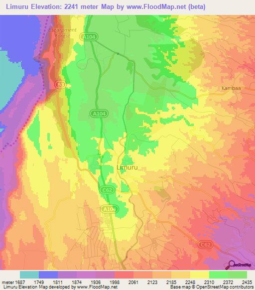 Limuru,Kenya Elevation Map