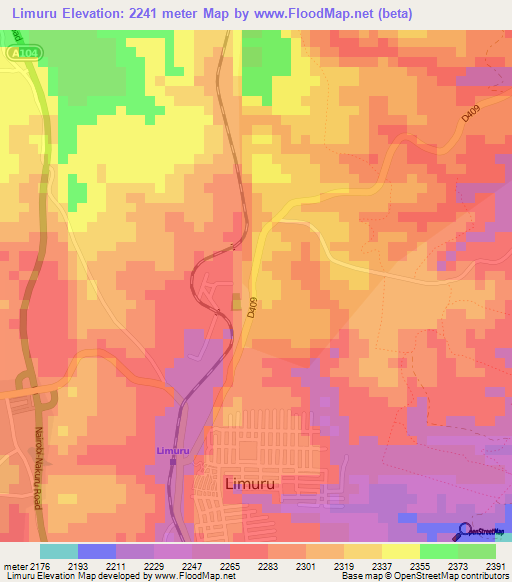 Limuru,Kenya Elevation Map