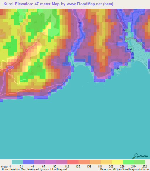 Elevation of Kuroi,Japan Elevation Map, Topography, Contour