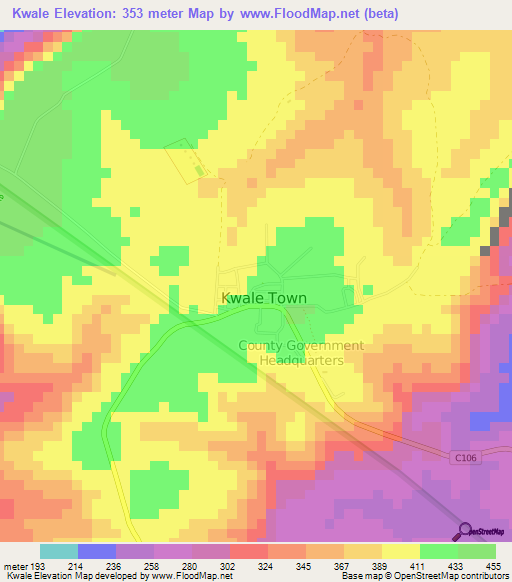 Kwale,Kenya Elevation Map