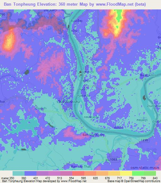 Ban Tonpheung,Laos Elevation Map