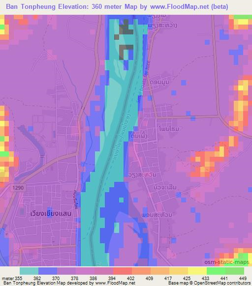 Ban Tonpheung,Laos Elevation Map