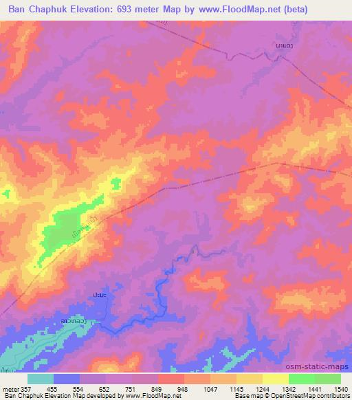 Ban Chaphuk,Laos Elevation Map