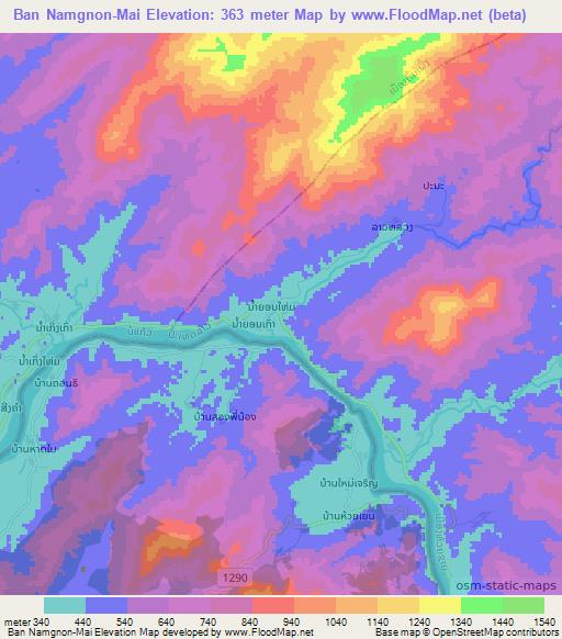 Ban Namgnon-Mai,Laos Elevation Map