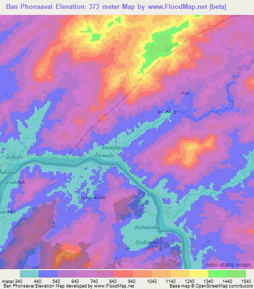 Ban Phonsavai,Laos Elevation Map