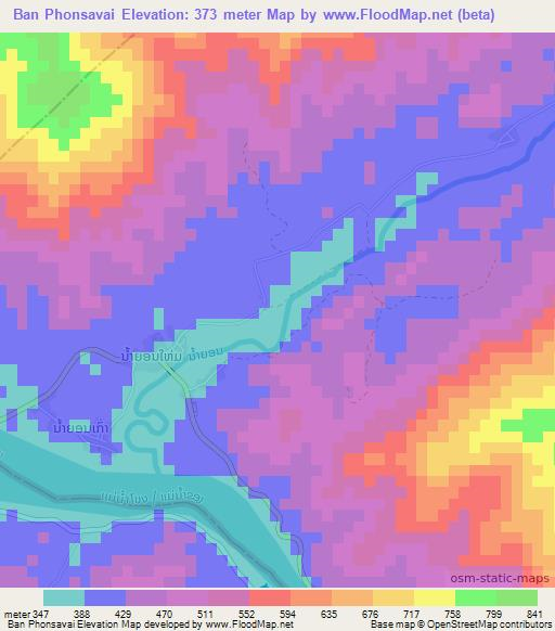 Ban Phonsavai,Laos Elevation Map