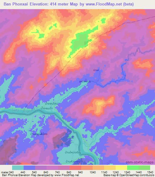 Ban Phonxai,Laos Elevation Map