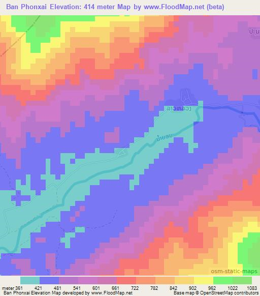 Ban Phonxai,Laos Elevation Map