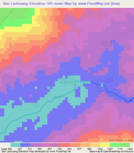 Ban Laolouang,Laos Elevation Map