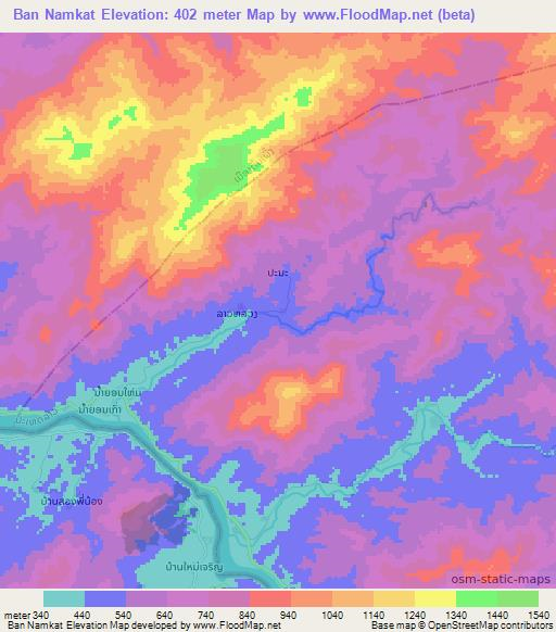 Ban Namkat,Laos Elevation Map