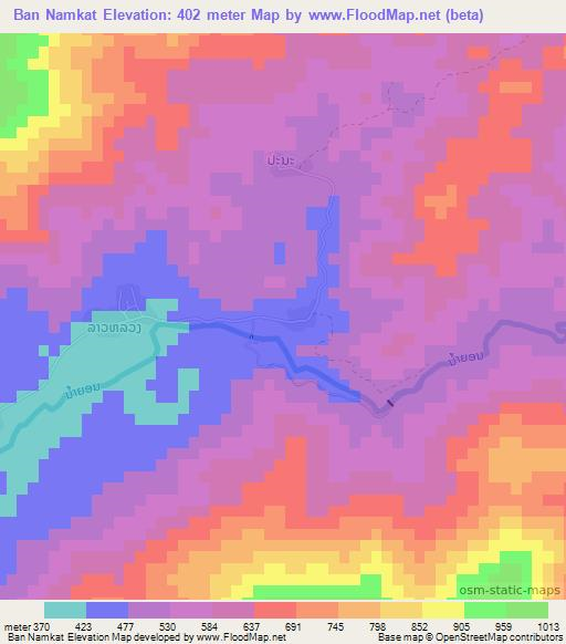 Ban Namkat,Laos Elevation Map