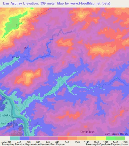 Ban Aychay,Laos Elevation Map