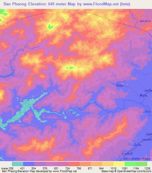 Ban Phaong,Laos Elevation Map