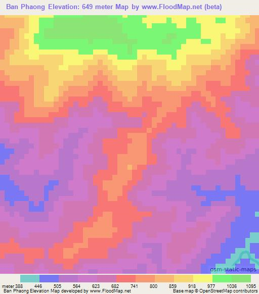 Ban Phaong,Laos Elevation Map