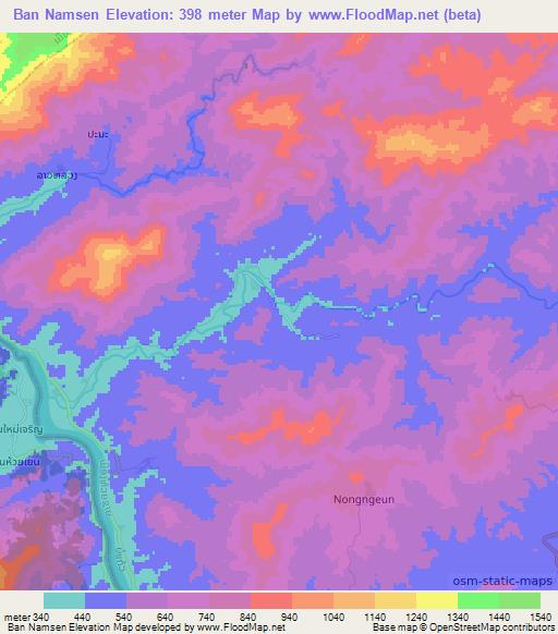 Ban Namsen,Laos Elevation Map