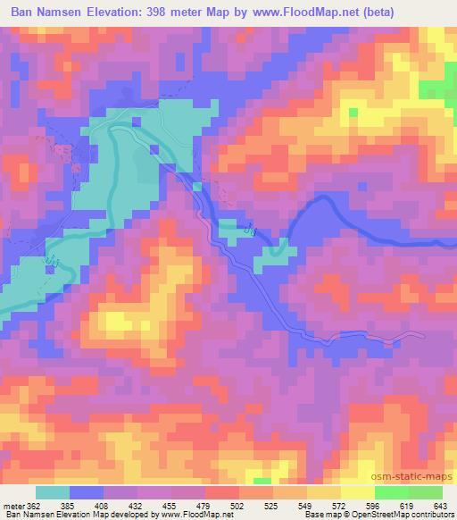 Ban Namsen,Laos Elevation Map