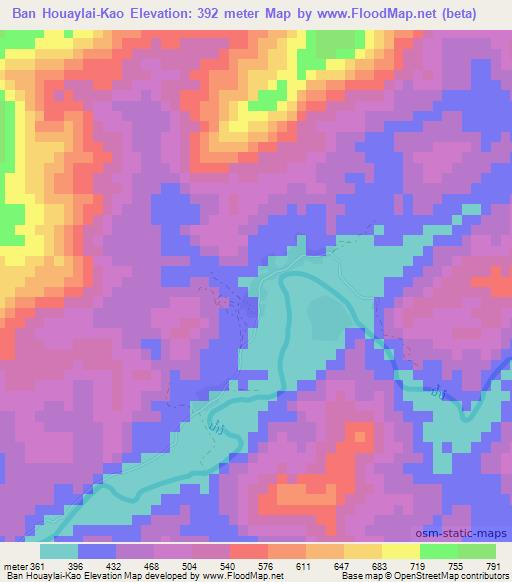 Ban Houaylai-Kao,Laos Elevation Map