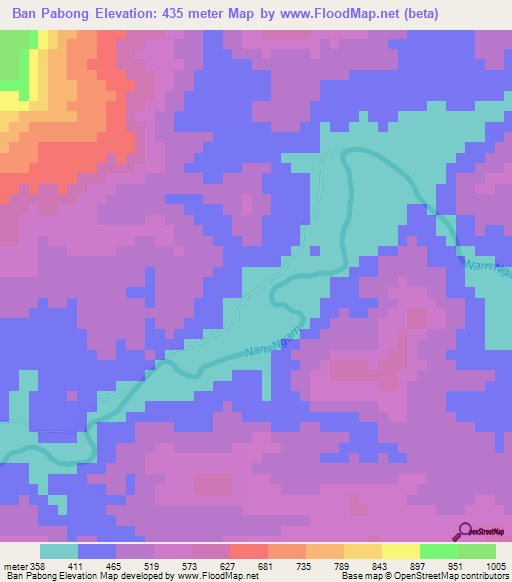 Ban Pabong,Laos Elevation Map