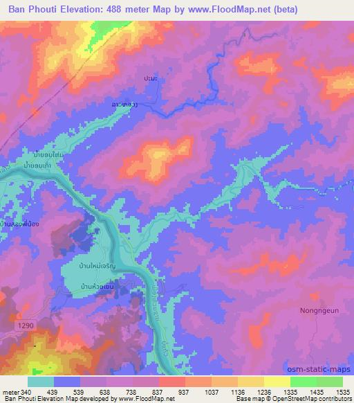 Ban Phouti,Laos Elevation Map