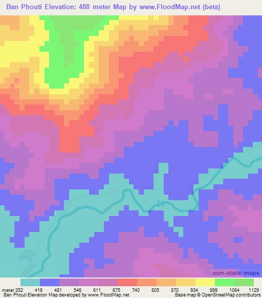 Ban Phouti,Laos Elevation Map