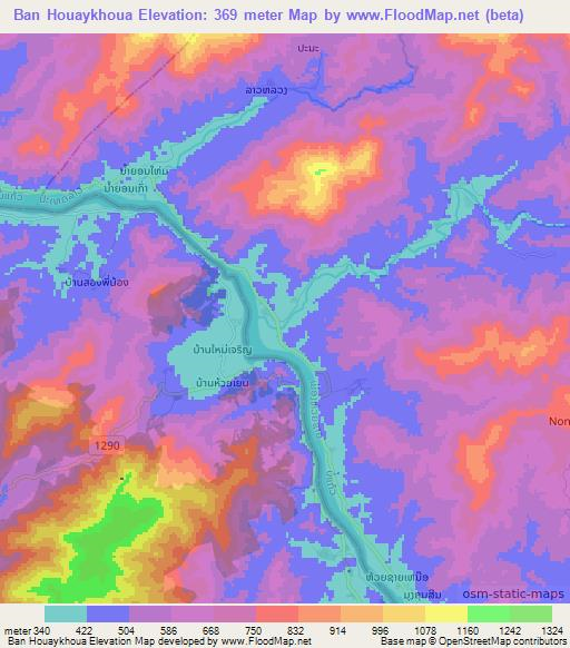 Ban Houaykhoua,Laos Elevation Map