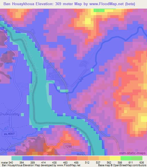 Ban Houaykhoua,Laos Elevation Map